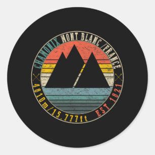 Chamonix Valley Mont Blanc France Skiing Snowboard Classic Round Sticker