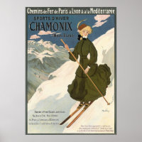 Chamonix Vintage French Skiing Poster