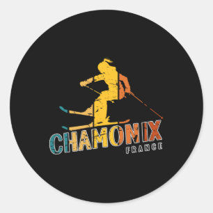 Chamonix Vintage Ski Resort France Alpine Skiing F Classic Round Sticker