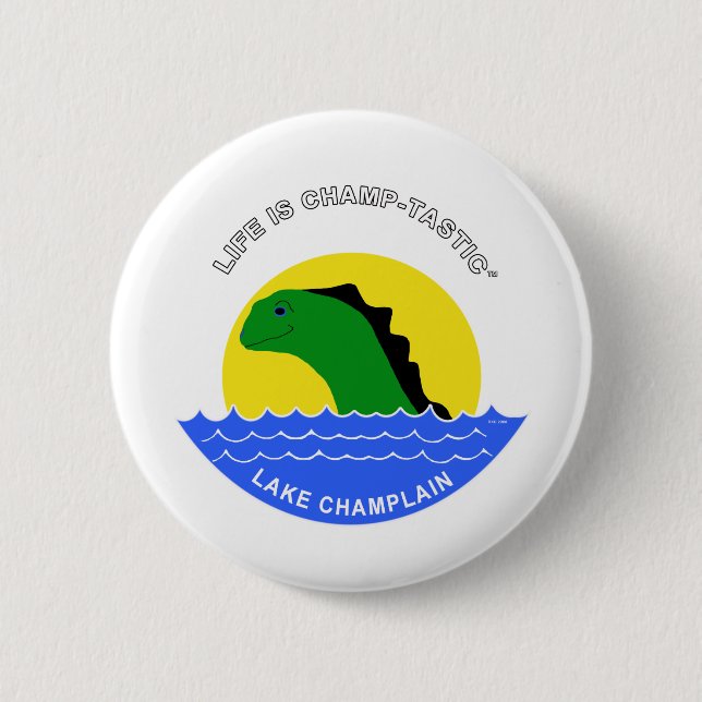 Champ goes everywhere 6 cm round badge (Front)