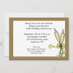 Champagne 50th Anniversary Invitation