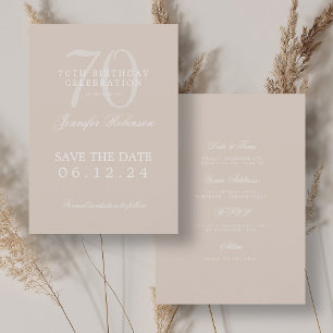 Champagne 70th Birthday Save the Date w/ Details Invitation