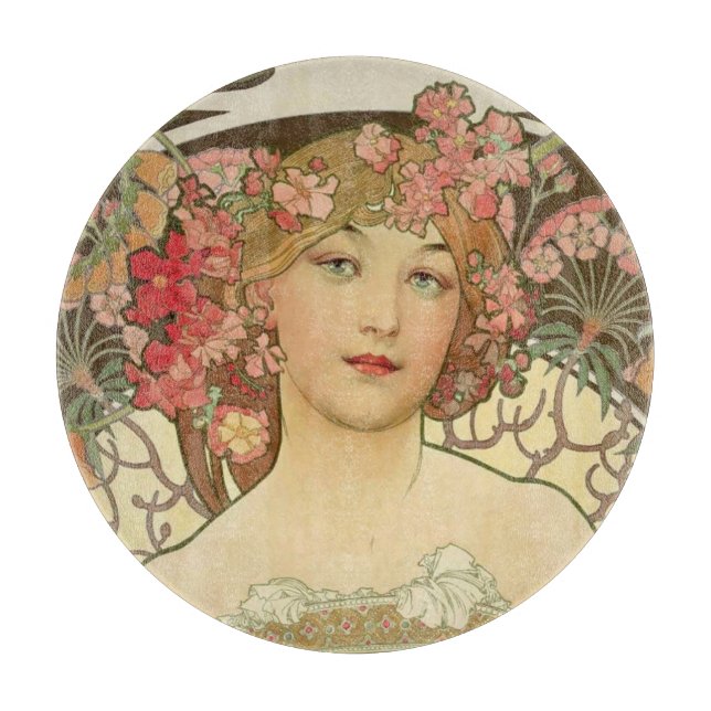 Champagne Alphonse Mucha Cutting Board (Front)