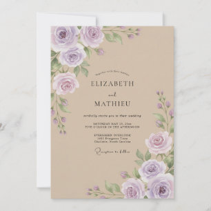 Champagne Amethyst Leaf Wedding Invitation