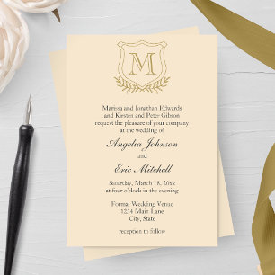 Champagne and Antique Gold Wedding Invitation