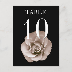 Champagne and Black Rose Banquet Table Number Card