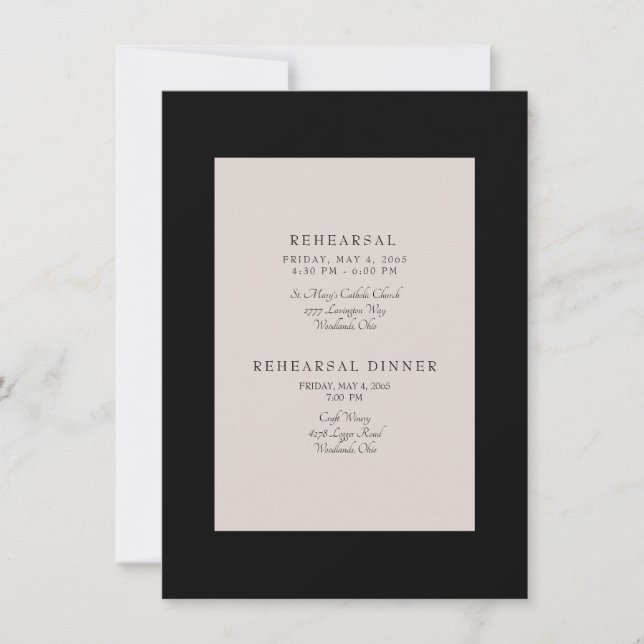 Champagne and Black Wedding Elegant Rehearsal Invi Invitation (Front)
