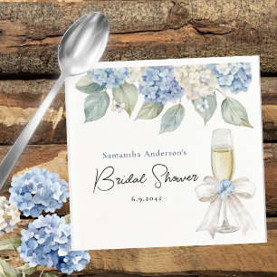 Champagne And Blue Hydrangea Bridal Shower Napkin