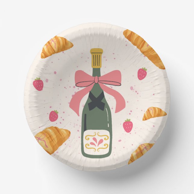  Champagne and Croissants Paper Plate (Front)