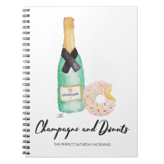 Champagne and Doughnuts Watercolor Notebook