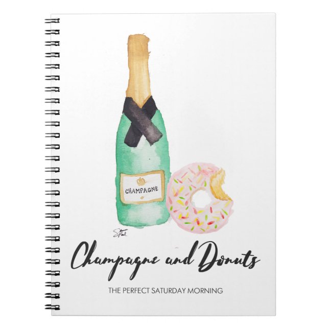 Champagne and Doughnuts Watercolor Notebook (Front)