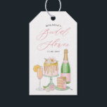 Champagne and Drip Cake Floral Bridal Shower Gift Tags<br><div class="desc">Celebrate the bride-to-be with brunch and bubbly! This customisable bridal shower gift tag features watercolour flowers,  champagne,  and drip cake. Personalise by adding your details. These bridal shower gift tags are perfect for spring bridal showers.</div>
