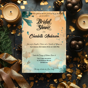 Champagne and Dusty Blue & Lace Bridal Shower  Invitation