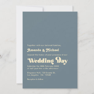 Champagne and Dusty Blue Typography Wedding Invitation