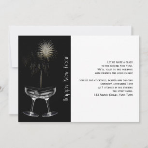 Champagne and Fireworks New Years Eve Party Invitation