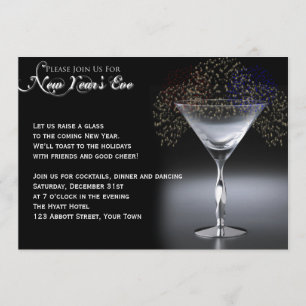Champagne and Fireworks New Years Eve Party Invitation