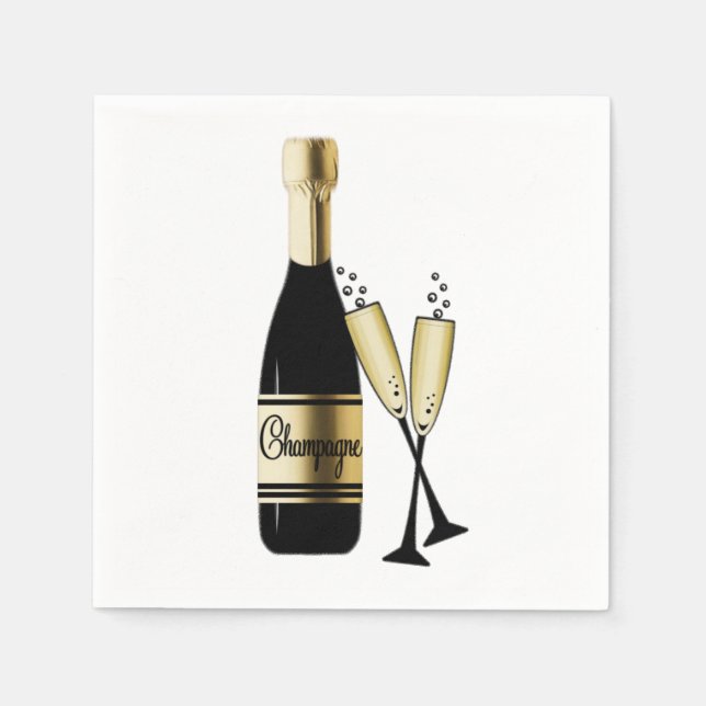 Champagne and Flutes Napkin (Front)