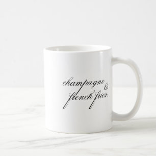 Champagne And French Fries Minimalist Typo Design Coffee Mug