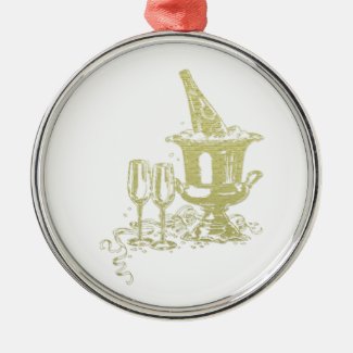 Champagne and Glasses Art Christmas Ornament