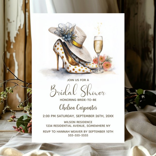Champagne and Gold Polka Dot High Heel Shoes Invitation (Creator Uploaded)