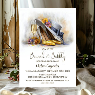 Champagne and Gold Shoes Brunch and Bubbly Invitation
