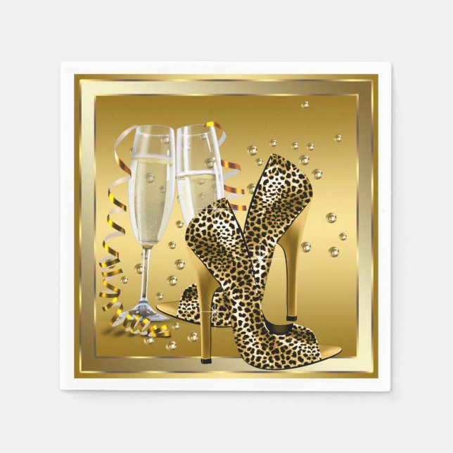 Champagne and High Heel Shoes Napkin (Front)
