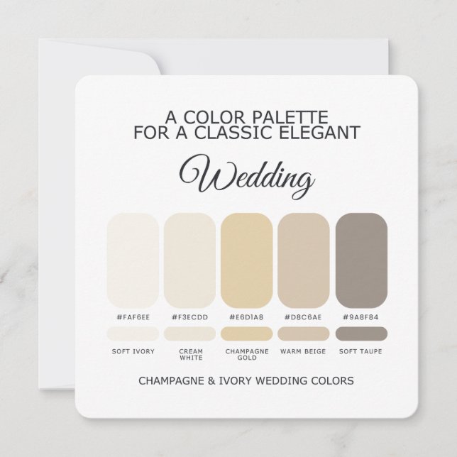 Champagne and Ivory Wedding Colour Palette Card (Front)
