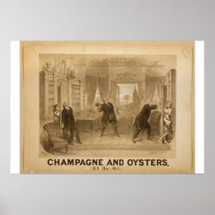 Champagne and Oysters Retro Theater Poster