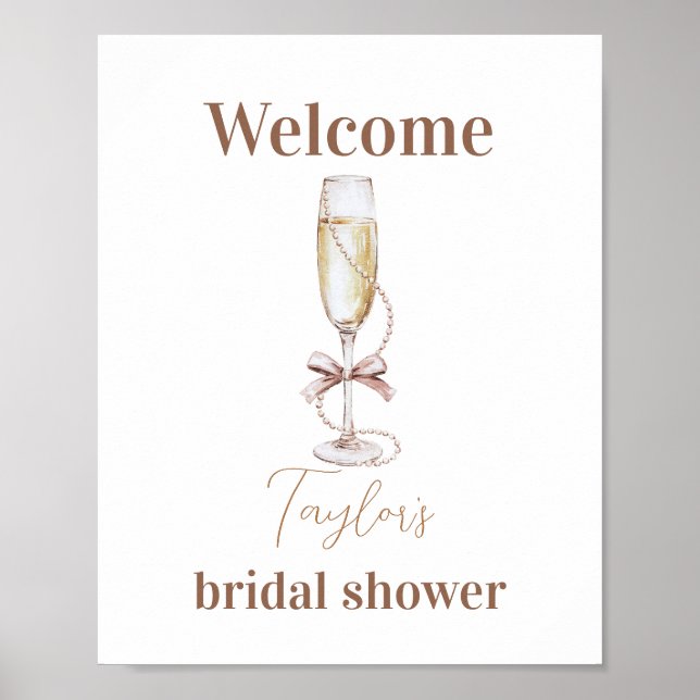 Champagne and Pearls Bridal Shower Sign (Front)