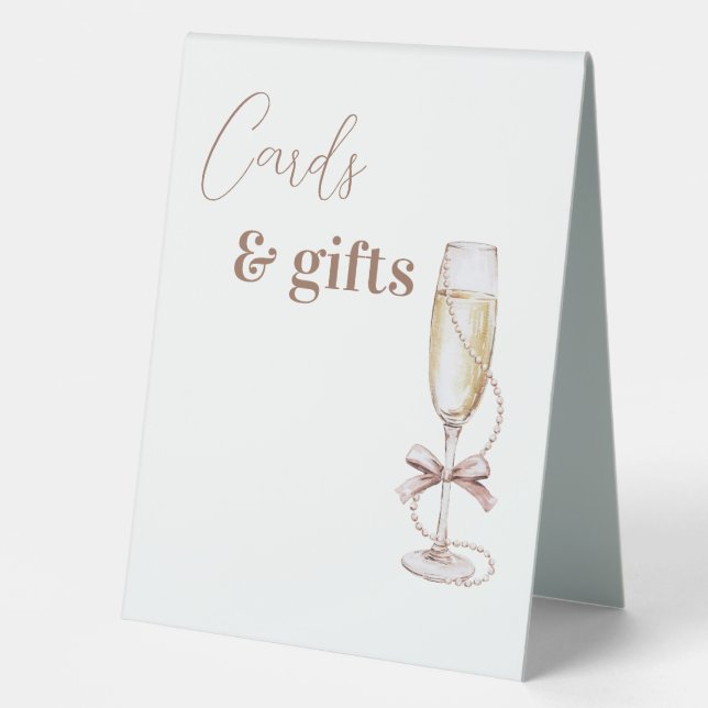 Champagne and Pearls Cards and Gifts Sign (Front)