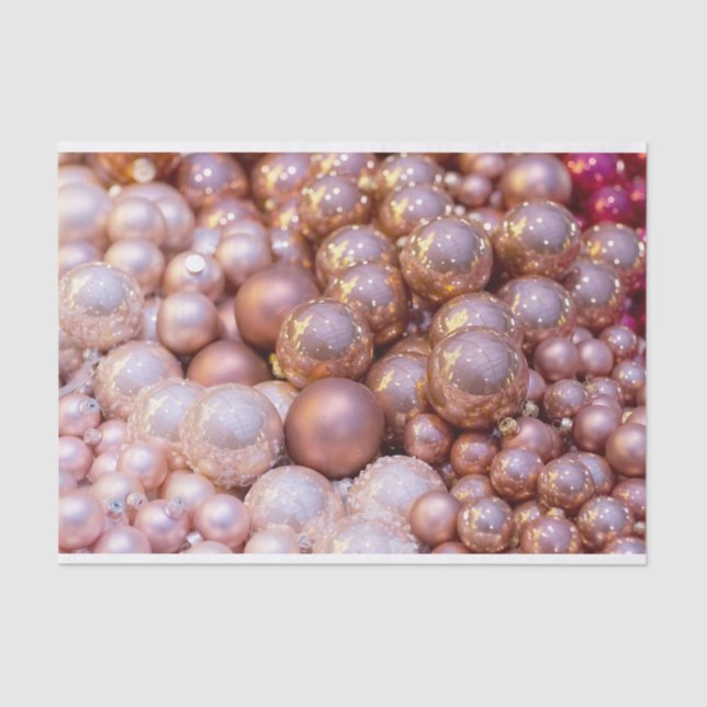 Champagne and Pink Christmas  Bulb Tissue Paper (Front)