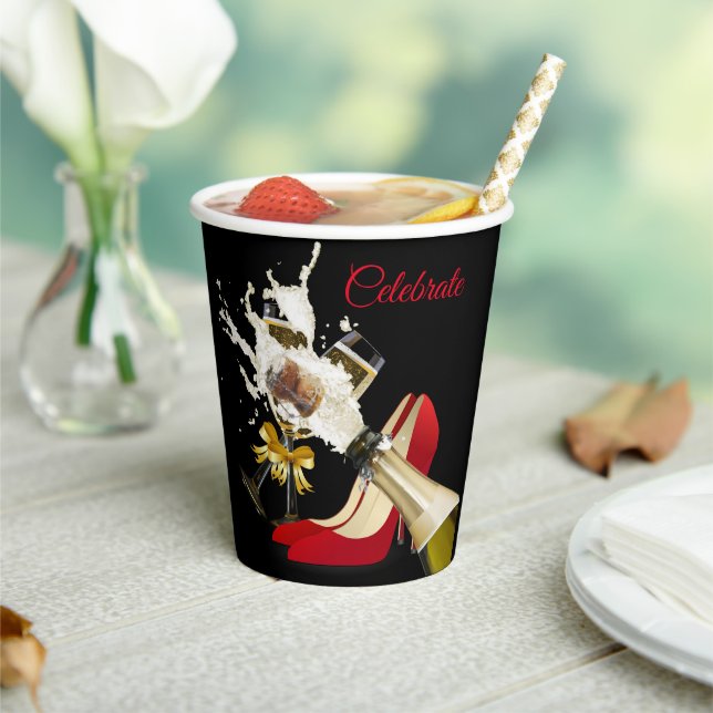 Champagne And Red Shoes Paper Cup (Insitu)