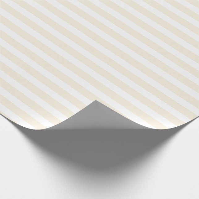Champagne and White Simple Horizontal Striped Wrapping Paper (Corner)