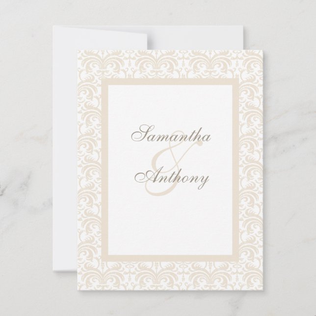 Champagne and White Wedding Invitations (Front)