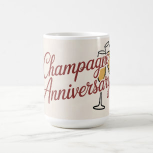 Champagne Anniversary Celebration Script Graphic Coffee Mug