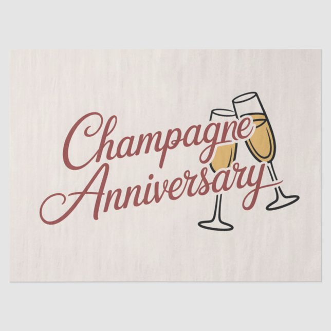 Champagne Anniversary Celebration Script Graphic Tissue Paper (Front)