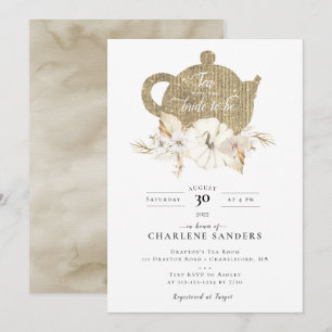 Champagne Autumn Bridal Tea Invitation