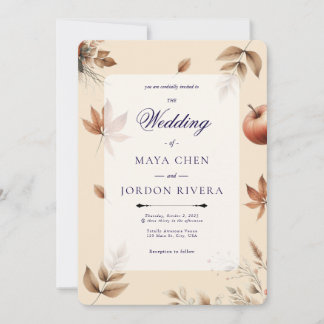 Champagne Autumn Harvest Season Wedding Invitation