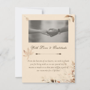 Champagne Autumn Wedding Gratitude Thank You Card