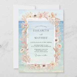 Champagne Azure Pampas Eucalyptus Wedding Invitation