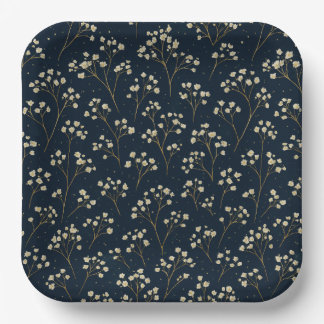 Champagne Baby's Breath Scatter Paper Plate