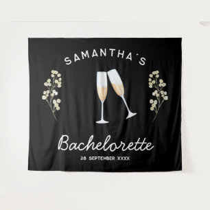 Champagne Bachelorette Party Backdrop Boho Floral Tapestry