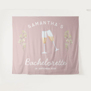 Champagne Bachelorette Party Backdrop Boho Floral Tapestry