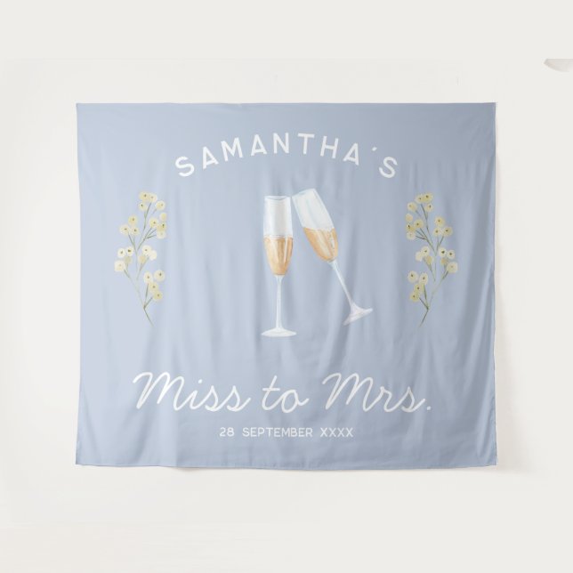 Champagne Bachelorette Party Miss to Mrs Floral Tapestry (Front (Horizontal))
