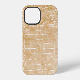 Champagne Beige Faux Crocodile Leather iPhone 12 Case