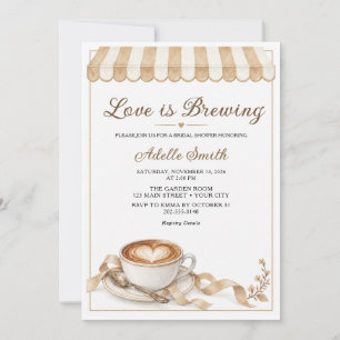 Champagne Beige Love Is Brewing Bridal Shower Invitation