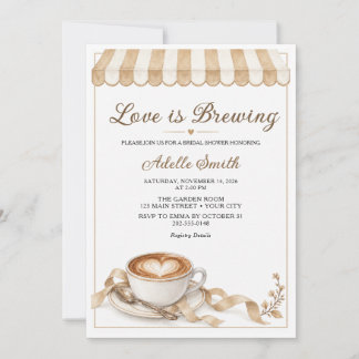 Champagne Beige Love Is Brewing Bridal Shower Invitation