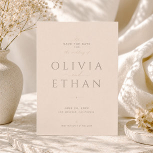 Champagne Beige Modern Editorial Wedding Save The Date
