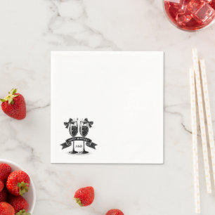 Champagne Birthday Bow Initials Napkin