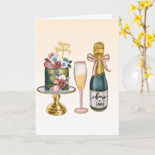 Champagne   Birthday Cake Card